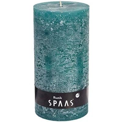 Obrázek Spaas Rustic Unscented Pillar Candle Hours Emerald Green Rustikale Stumpenkerze 100/200 mm, ± 120 Stunden, ohne Duft smaragdgrün, Paraffinwachs, D 100 mm x H 200 1350