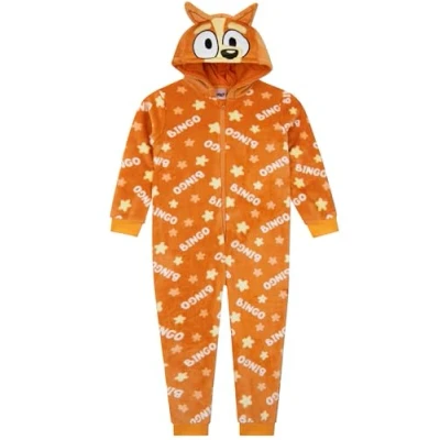Obrázek BlueY Onesie Kinder Kuschelig Bingo Schlafoveralls Für Jungen Schlafoverall Vlies Orange 98