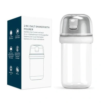 Obrázek KTCHENDAO 2 in 1 Glas Salzstreuer mit Seitlichem Ausgießer, Deckel, Eingebauter Deckel zur Verlangsamung der Feuchtigkeit Messmarkierungen, BPA frei, 4oz (weiß)