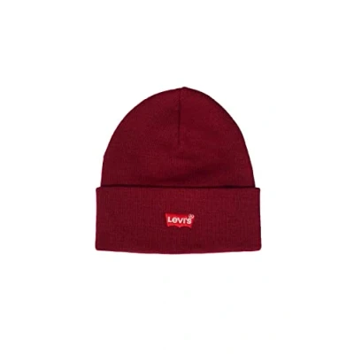 Obrázek Levi&#039;s Pánská Red Batwing Embroidered Slouchy Beanie pletená čepice, DARK BordeAUX