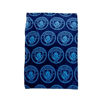 Obrázek Character World Manchester City FC Offizielle Fleecedecke Superweich, Fußballwappen Design Warmer, superweicher, Blauer Überwurf