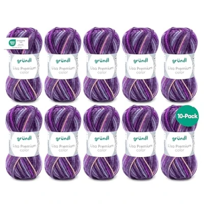 Obrázek Gründl Lisa Premium color (pletací a háčkovací příze s charakterem podobným vlně ze 100% polyakrylu, 50 g / 133 m, tloušťka jehlic: 3,5 4,5, 10 x g), ostružinová fuchsiová fialová barva