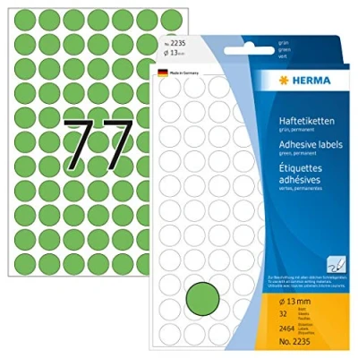 Obrázek Víceúčelové etikety od Herma, Ø 13 mm, kulaté, papírové, matné, Zelená