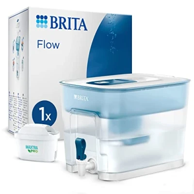 Obrázek BRITA Vodní filtr Flow XXL (8,2l) vč. 1x kartuše MAXTRA PRO All in 1 dávkovač nápojů do lednice s kohoutkem a velkým objemem redukce vodního kamene, chlóru, olova mědi v pitné vodě