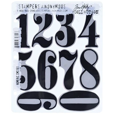 Obrázek Tim Holtz upevňovací sada razítek, Anonymous, umělecké nástroje, gumové razítko numericky červené