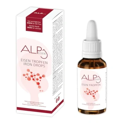 Obrázek ALP NUTRITION Železné kapky 30 ml, železo ve vysokých dávkách vitaminu B12 kyseliny listové dobře snášený doplněk železa jako alternativa k tabletám při nedostatku