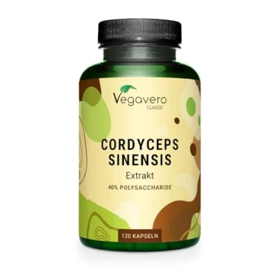 Obrázek CORDYCEPS SINENSIS Vegavero® 650 mg extraktu CS 4 (10:1) Srovnávací vítěz 2024* 40% polysacharidy VEGAN z fermentace odpovídá 6500 na kapsli bez přísad 120 kapslí