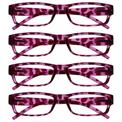 Obrázek The Reading Glasses Company Brýle na čtení firma růžová želvovina lehký komfortní čtenář hodnota 4dílné balení designový styl pánské ženy UVR4PK032PK +3,50