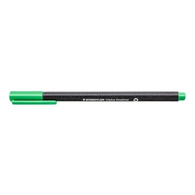 Obrázek STAEDTLER 334 550 Triplus Fineliner (trojúhelník, super jemný, kovový olemovaný hrot, šířka čáry cca 0,3 mm, 10 kusů) světle zelená