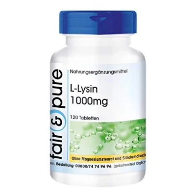 Obrázek Fair &amp; Pure® L Lysin 1000mg tablety 120 tablet ve vysokých dávkách veganské
