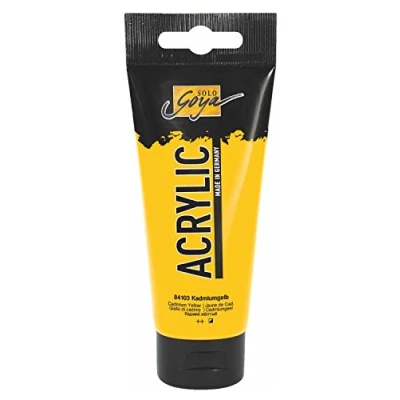 Obrázek KREUL 84103 Solo Goya Acrylic, 100ml tuba v kadmiově žluté, krémově mnohostranně použitelná akrylová barva ve studijní kvalitě, na bázi vody, rychle a matně schnoucí, dobře krycí, voděodolná