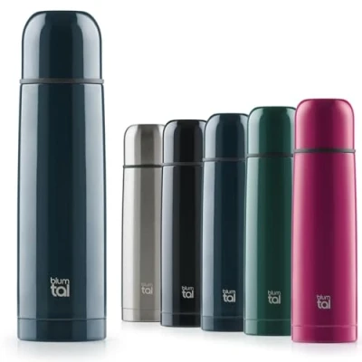 Obrázek Blumtal® termoska 700 ml bez BPA pro teplé a studené izolační láhev odolná proti vytečení z ušlechtilé oceli s pohárkem/termoskou čajem tmavě oceánská modrá