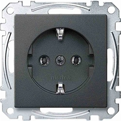 Obrázek Schneider Electric Merten MEG2301 0414 Schuko zásuvka, zásuvné svorky, zásuvka s ochranným kontaktem, systém M, antracit, Made in Germany