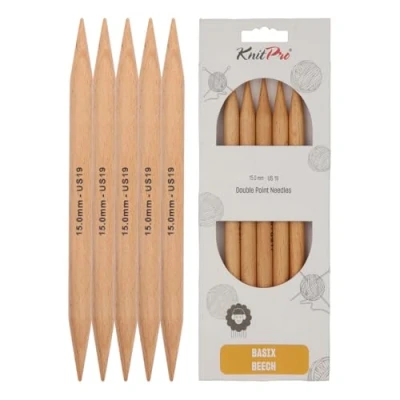 Obrázek KnitPro K35128 Punčochové pletací jehlice, Wood, hnědé, 15 mm x 20 cm, 5
