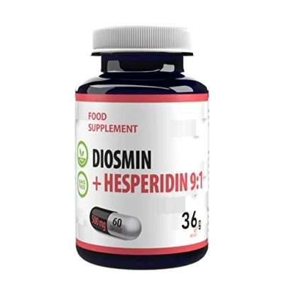 Obrázek Diosmin Hesperidin 500 mg 60 veganských kapslí, laboratorně testováno, vysoká dávka, bez GMO a lepku