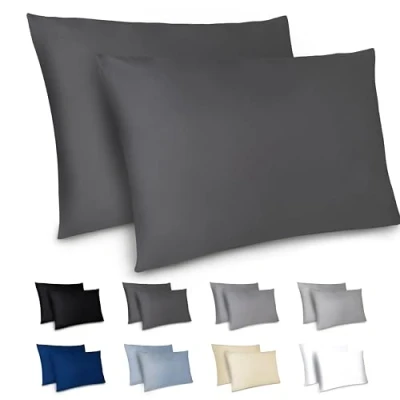 Obrázek Dreamzie povlak na polštář 50x70 sada 2 ks 50 x 70 tmavě šedý se zipem z mikrovlákna měkký, cm Pillow Cover