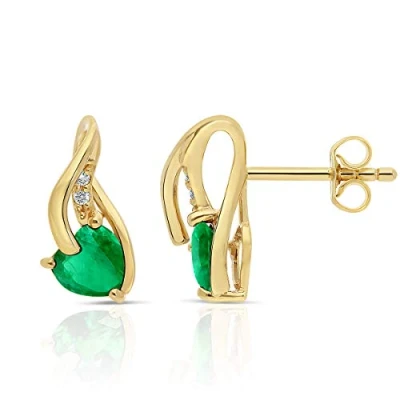 Obrázek Planetys Ohrringe Damen Gelbgold 9 Karat (375/1000) Natürlicher Smaragde und Diamanten