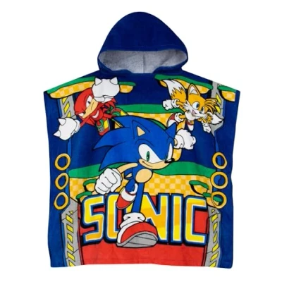 Obrázek SONIC THE HEDGEHOG ručník s kapucí pončo chlapci osuška děti hry jednotná velikost modrá