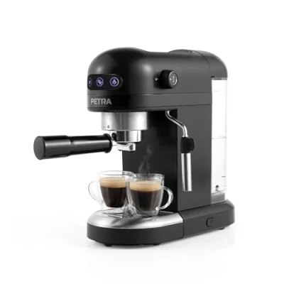 Obrázek Petra Kávovar na espresso PT5240 s napěňovačem mléka 1,4 l, bez BPA, jednoduché a dvojité v baristickém stylu, kompaktní, italská tlaková pumpa 15 barů, kompatibilní mletou kávou, 1465 W