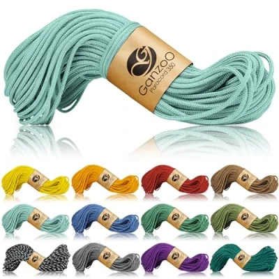 Obrázek Ganzoo Paracord 350 lano, nylon polyester, 2,5 mm, typ 1, 30 m, outdoorová šňůra, univerzální takt pro náramek, psí obojek, vodítko psy, špendlíky kempování, přežití, Ice Mint