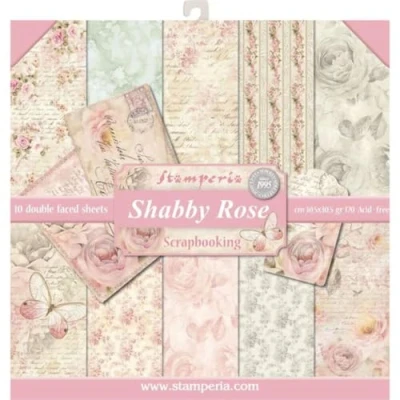 Obrázek Stamperia Scrapbook Paper Pad for Scrapbooking, album, vytváření karet, bullet journalling and More, Acid Free, Double Sided, Perfect Hobbies, Crafts, Gifting (Shabby Rose) (30,5 x 30,5 cm)