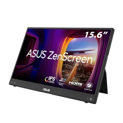 Obrázek ASUS ZenScreen MB16AHV 15,6&quot; přenosný USB monitor Full HD 1920 x 1080, 15 W C, mini HDMI, automatické otáčení, lehký design, stojan na kop, podstavec stativu IPS panel, 16:9, antireflexní