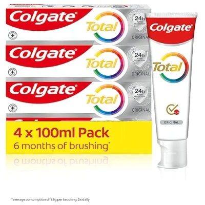 Obrázek Colgate Zcela originální 4 x 100 ml 24hodinová aktivní ochrana* Zubní pasta s jedinečnou antibakteriální technologií Dual Zinc pro komplexní čištění zubů 8 výhod kompletní ochranu