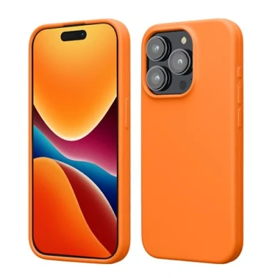 Obrázek kwmobile pouzdro Pro iPhone 15 silikonové na mobil nárazuvzdorné s měkkým povrchem Fruity Orange