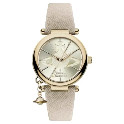 Obrázek Vivienne Westwood Dámské Orb Pop Display Quarz náramkové hodinky VV006GDCM, Bílo šedá/zlatá, Klasické