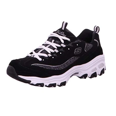 Obrázek Skechers D&#039;lites Jungle Adventure módní tenisky, Black Trubuck Gray Mesh White Trim