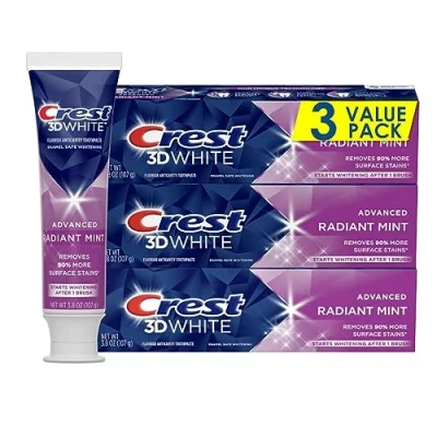 Obrázek Crest 3D White Radiant Mint, zubní pasta se zářivou příchutí máty, 107 g, 3 kusy
