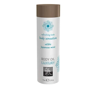 Obrázek HOT SHIATSU Body Oil Luxury Japanese mint. Jedlý masážní olej se vzrušující, afrodizizující chutí. Více zábavy a erotiky při partnerské masáži, 75 ml 67027