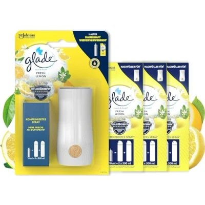 Obrázek Glade Touch &amp; Fresh (Brise One Touch) výhodné balení, držák + náplň (4 kusy), Lemon (limone)