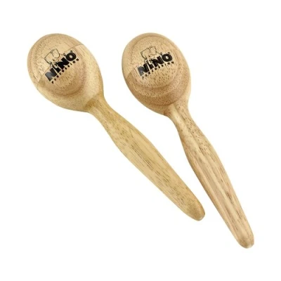 Obrázek Nino Percussion Wood Egg Maracas 1 pár malých chrastítek pro děti od 3 let hudební nástroj siam dub, přírodní (NINO565)