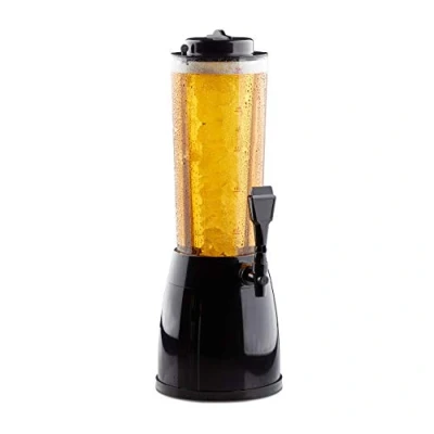 Obrázek Relaxdays pivní sloupek s kohoutkem, v x š h: 50 23 18 cm, plnicí množství 2,5 l, čerpací transparentní, věž, černá
