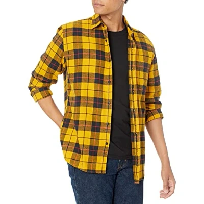 Obrázek Amazon Essentials Herren Langarmhemd aus Flanell (in Übergröße erhältlich), Gelb Karomuster, XL