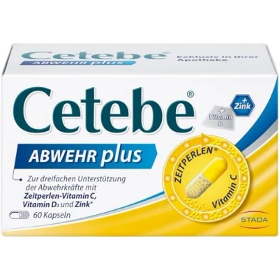 Obrázek CETEBE Obrana plus doplněk stravy pro trojnásobnou podporu obrany s perlami vitamín C, D a zinek 1 x 60 kapslí
