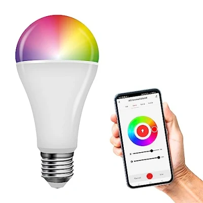 Obrázek EMOS GoSmart Smart Home RGB LED žárovka A65 s aplikací E27 stmívatelná, vícebarevná a bílé tóny 1400 lm úsporná, 14 W (namísto 94W žárovky) 20 000 hodin ZigBee kompatibilní Google