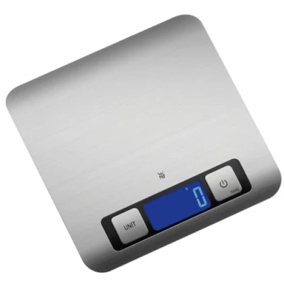 Obrázek WMF Digitální kuchyňská váha 20 x 1 cm, pečící váha, domácí nerezová ocel, funkce tára, maximální hmotnost 5 kg, stříbrná