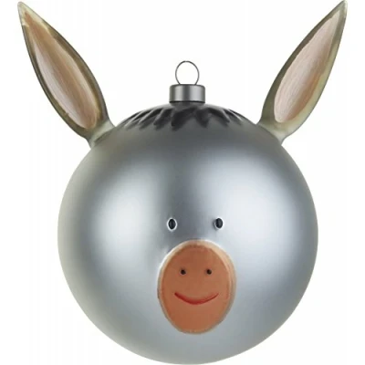Obrázek Alessi Koule na vánoční stromek Asinello z ručně foukaného skla, zdobená, balení 1 ks, 9,0 x 13,50 cm
