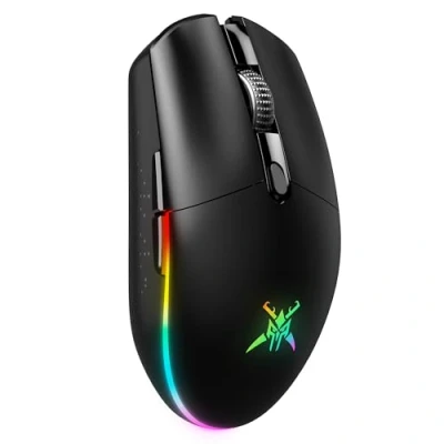 Obrázek TECKNET Bezdrátová herní myš, 8000 DPI dobíjecí duální režim 2,4 G a myš s kabelem, 6 RGB režimů, PC programovatelnými tlačítky, pro Windows XP/11/10/8/7, atd