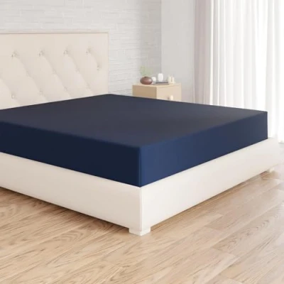 Obrázek Amazon Basics napínací prostěradlo, 180 x 200 30 cm, mikrovlákno, prostěradlo výška matrace do námořnická modrá