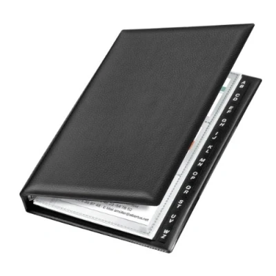 Obrázek VELOFLEX 4155590 pořadač na vizitky, kniha vizitek, 4kroužková mechanika, 16 x 145 225 mm, černá