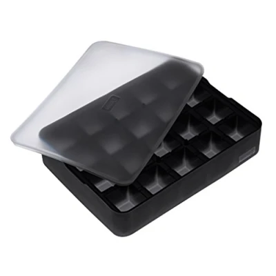 Obrázek Lurch ICE FORMER Premium výrobník ledu ze silikonu s víkem pro 20 ledových kostek velikosti 3 cm, černá, kostky