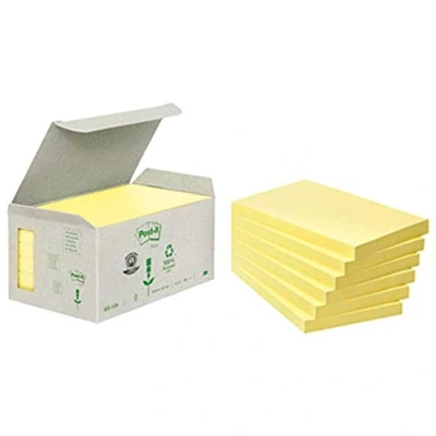 Obrázek Post it Recyklační noty 6551B, žluté, 76 x 127 mm, 6 bloků po 100 listů