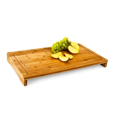 Obrázek Relaxdays Krájecí prkénko bambusové VxŠxH: cca 4,5 x 52 29 cm velké a robustní dřevěné kuchyňské s okapem na šťávu řezací podložka ze dřeva k pořezávání jako servírovací