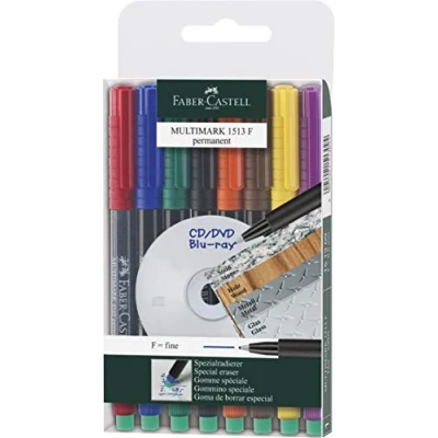 Obrázek FABER CASTELL 1513 09 popisovač MULTIMARK permanentní, tloušťka: F, 8dílné pouzdro