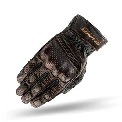 Obrázek SHIMA Aviator pánské kožené rukavice na motocykl Custom letní motorkářské (S XXL, tmavě hnědé), velikost S