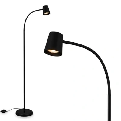 Obrázek BRILONER stojací lampa jako dekorace v obývacím pokoji a lampička na čtení, otočná lampa, do obývacího pokoje, podnožka, nepřímé osvětlení, černá