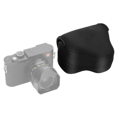 Obrázek JJC Neopren Kameratasche für Leica Q3, Q2, Q, EOS R7 R10 mit RF S 18 45mm f/4.5 6.3 is STM oder 10 18mm F4.5 Objektiv, Kameras bis 130 x 75 100mm (Schwarz)